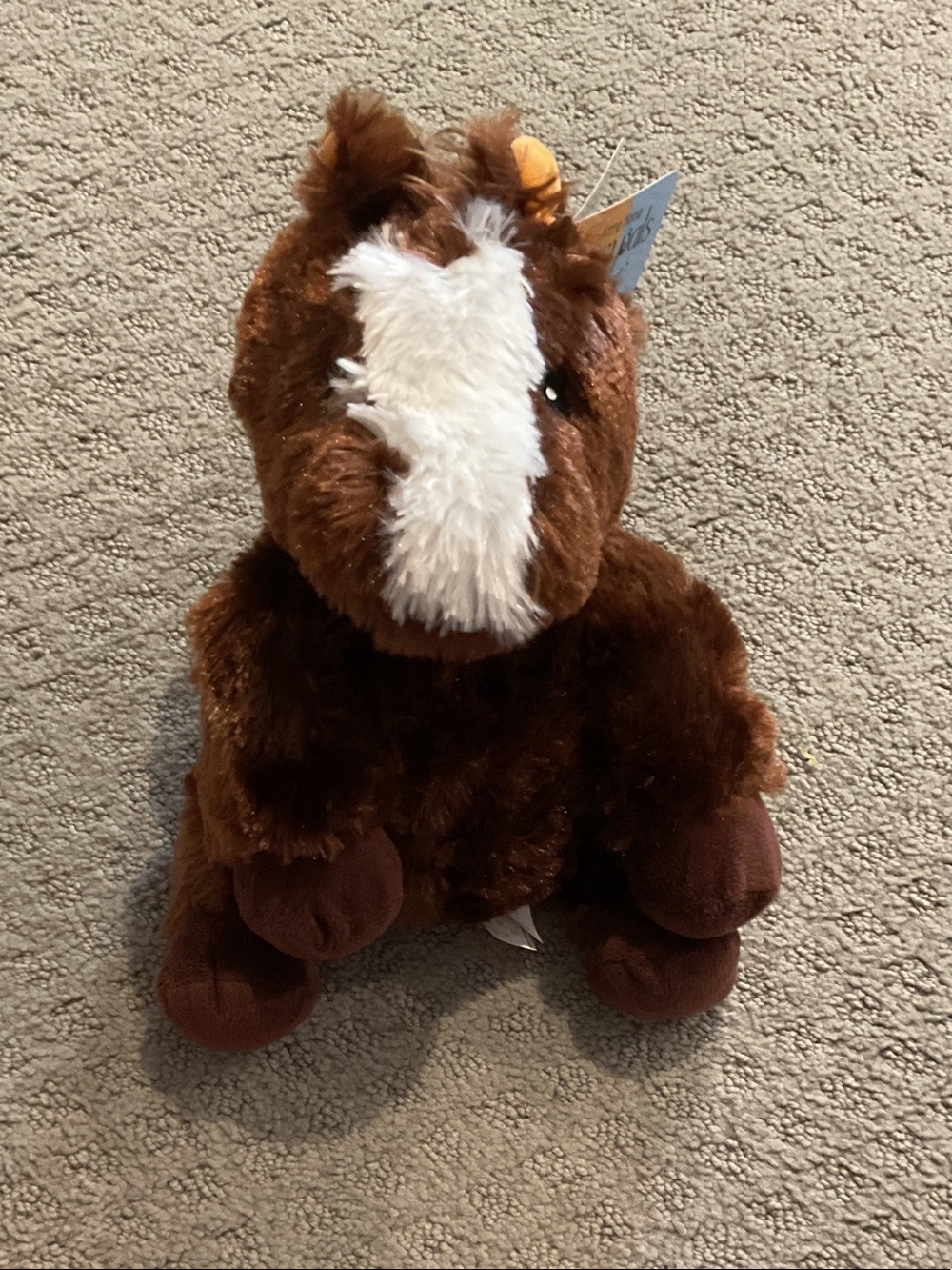 Plush Brown Horse Stuffed Animal with White Blaze